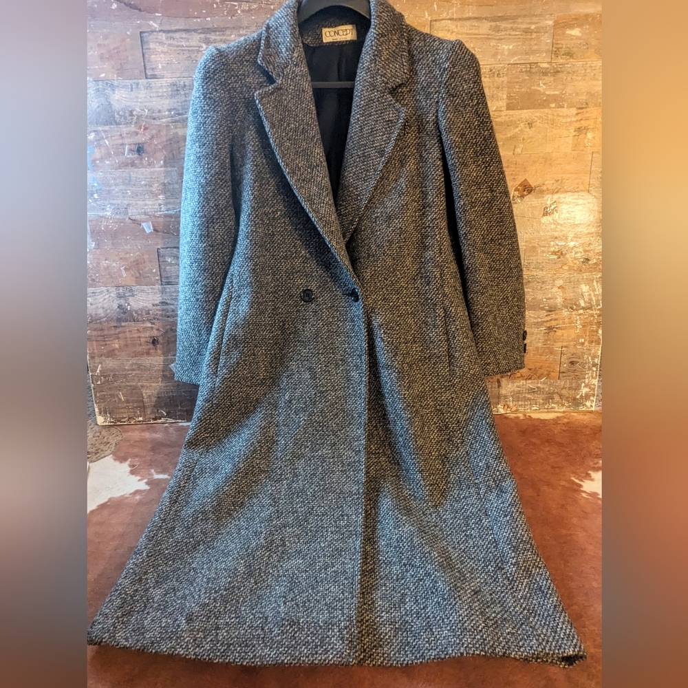 Vintage Concepts Herringbone Wool Maxi Coat